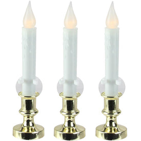 8.5" White LED C5 Flickering Window Christmas Candle Lamps with Timer Set of 3