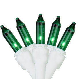 35-Count Green Mini Christmas Light Set with 7' White Wire
