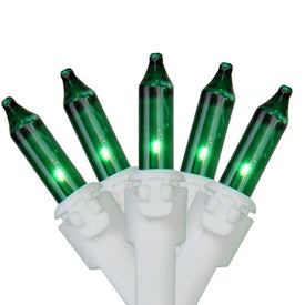 35-Count Green Mini Christmas Light Set with 7' White Wire