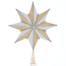 16" Eight-Point White and Gold Star Tree Topper