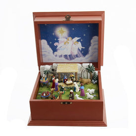 7.5" Wooden Nativity Music Box