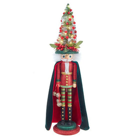 24" Battery-Operated Hollywood Red and Dark Green Nutcracker with LED Hat