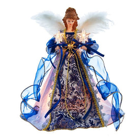 12" 10-Light Delft Blue with Gold Angel Tree Topper