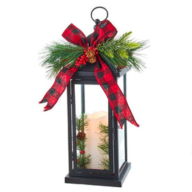 16.5" Battery-Operated Decorative Lantern with Candle