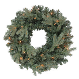 24" Pre-Lit Clear Incandescent Blue Spruce Wreath