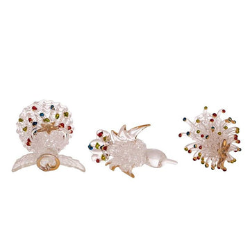 3" Spun Glass Angel, Tree and Bird Ornaments Set of 3