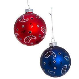 80MM Bandana Style Glass Ball Ornaments Set of 6
