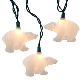 10-Light White Glitter Bears Light Set