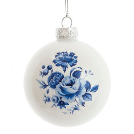 80MM Delft Blue Shiny Glass Ball Ornaments Set of 6