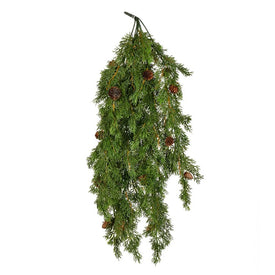 28" Unlit Artificial Green Cypress Hanging Bush