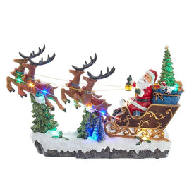 8.7" Battery-Operated LED Musical Santa and Sleigh Table Piece