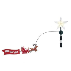 19.7" LED Star Tree Topper with Rotating Santa