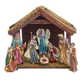 6.25" Eight-Piece Nativity Set with 11" Stable