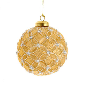 80MM Gold Lattice Glass Ball Ornaments Set of 6