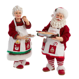 10.5" Fabriche Two-Piece Mr. and Mrs. Santa Set