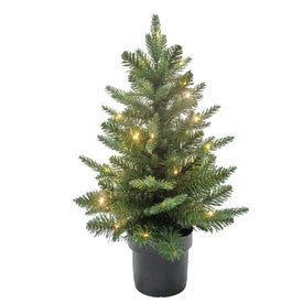 18" Battery-Operated Pre-Lit LED Miniature Potted Christmas Tree