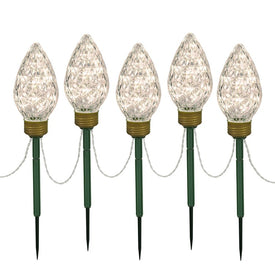 100-Light 10-Foot 8.5" Warm White C9 Faceted LED Light Stakes