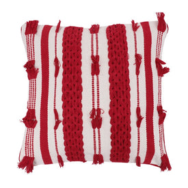 20" x 20" Red/White Stripe Cotton Pillow