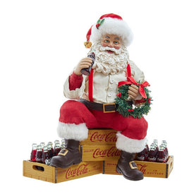 9" Coca-Cola Santa Sitting on Crates