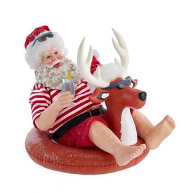 7.5" Fabriche Beach Santa in Deer Float