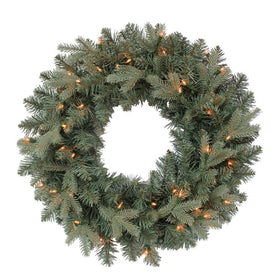 18" Pre-Lit Clear Incandescent Blue Spruce Wreath