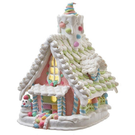12.5" Battery-Operated Light Up Pastel Gingerbread House