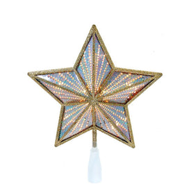 10" Gold and Iridescent Lighted Star Tree Topper