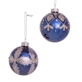80MM Navy Blue Glass Ball Ornaments Set of 6