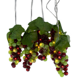 100-Light Green and Burgundy LED Grape Light Set with 5 Grape Bunches
