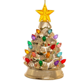 5.5" Battery-Operated LED Gold Christmas Tree Ornament