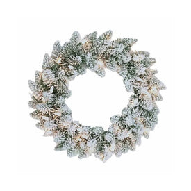18" Pre-Lit Clear Incandescent Snow Pine Wreath