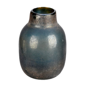 13" Slate Gray Round Glass Vase