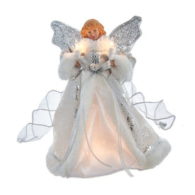 10" 10-Light Silver and White Lighted Angel Tree Topper