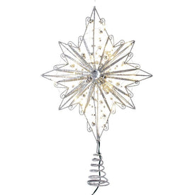 15.5" 30-Light Fairy Light Silver Star Tree Topper