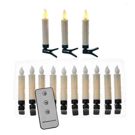 Battery-Operated 4" Two-Tone LED Candle with Clip Ten-Piece Set