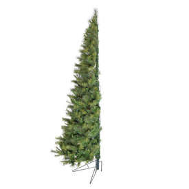 7.5' Pre-Lit Wall/Half Green Artificial Christmas Tree with Warm White LED Lights