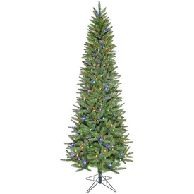 6.5' Pre-Lit Windsor Pine Slim Christmas Tree with Eight-Function Multi-Color LED Lights and Remote