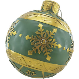 18" Green, Gold Oversized Resin Christmas Ornament with LED Lights
