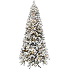 Artificial Tree Alaskan Flocked Clear Smart Lights EZ Connect 10H Feet Snow Christmas