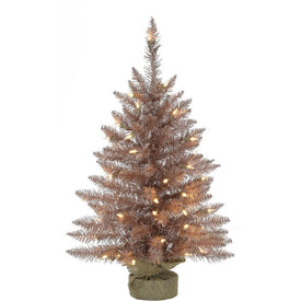 Artificial Tree Festive Tinsel Warm White Lights 3H Feet Blush Pink Christmas