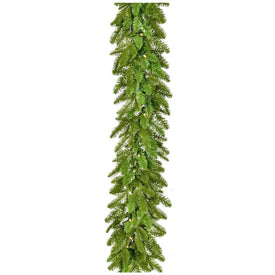 9' Pre-Lit Grandland Garland with Warm White Battery-Operated LED Lights