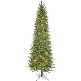 6.5' Pre-Lit Windsor Pine Slim Christmas Tree with Eight-Function Warm White LED Lights and Remote