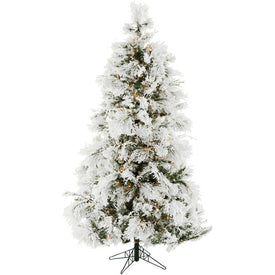 5' Pre-Lit Frosted Fir Snowy Christmas Tree with Warm White LED Lights
