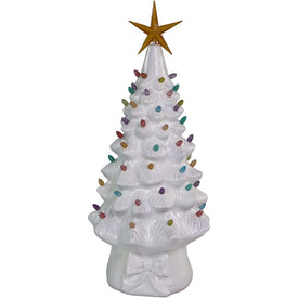 36" Resin Retro Christmas Tree with Star and Vintage Bulbs