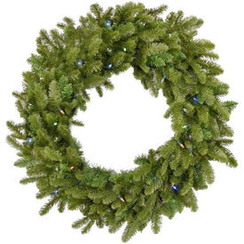 36" Pre-Lit Greenland Pine Artificial Christmas Wreath with LED Lights