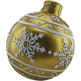 18" Gold, White Oversized Resin Christmas Ornament with LED Lights