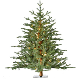 3' Pre-Lit Green Alpine Artificial Accent Tree with Warm White LED Lights