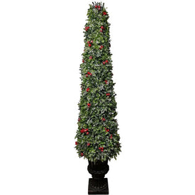 Artificial Tree Boxwood with Berries 4H Feet Green Christmas