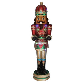 22" Musical African American Christmas Nutcracker Statue with Multi-Color LED Lights and Metallic Finish