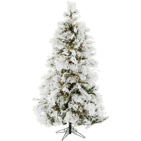 4' Pre-Lit Frosted Fir Snowy Christmas Tree with Warm White LED Lights